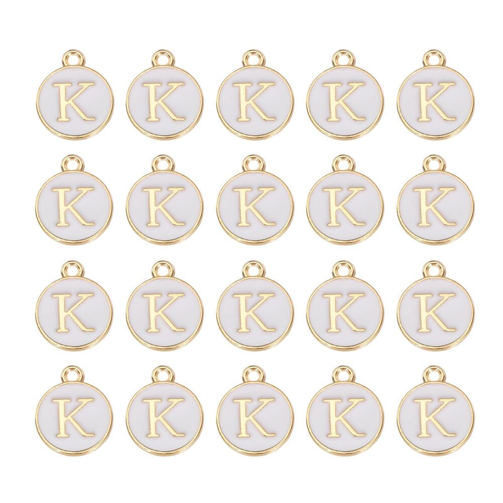 7716 36pcs Pendants Letter Charm Initial Charm Double Sided Enamel Alphabet